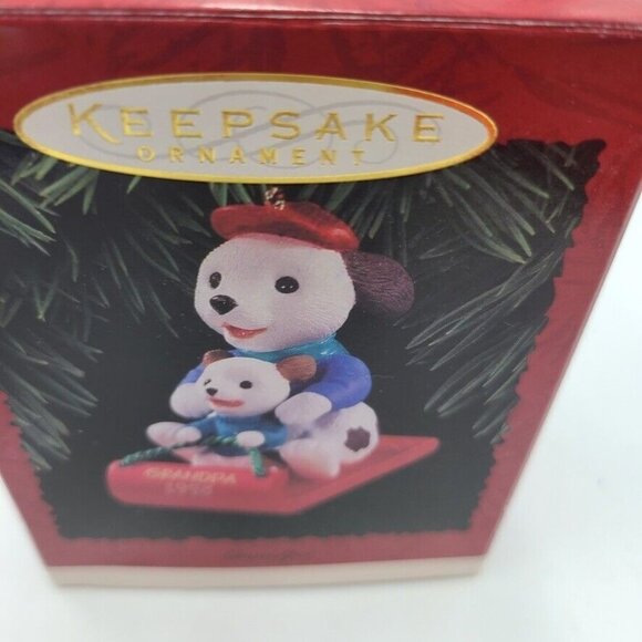Vintage 90s Hallmark Grandma Christmas Ornament Grandpa Dogs Bears Lot 2 - Picture 6 of 8